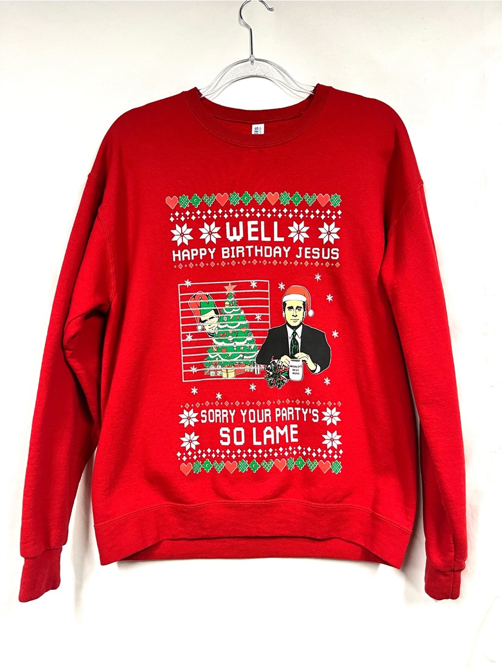 Office Holiday Graphic Sweatshirt - 'Well Happy Birthday Jesus' sz Large - Picture 6 of 6